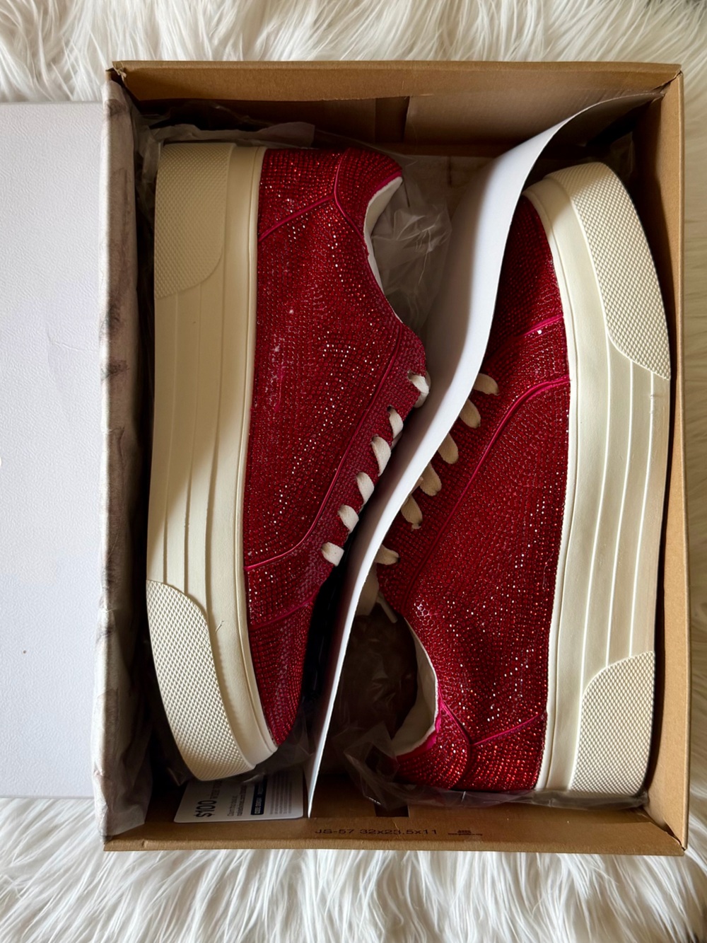 Jessica Simpson Cherell 02 Radiant Red Rhinestone Platform Sneakers – Women's 9
